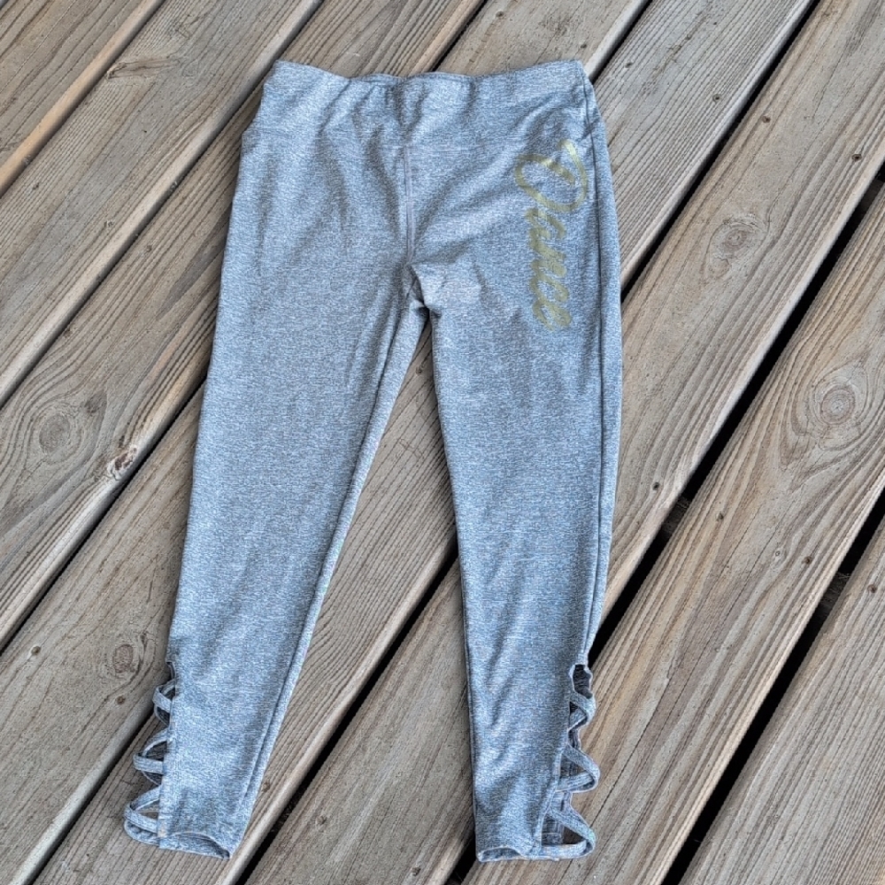 Justice Gray and Gold Leggings with Tapered Design